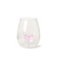 Pink Bow Stemless Wine Glass