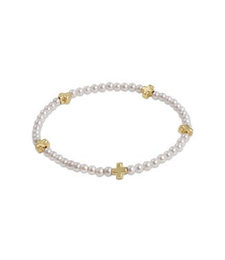 ENEWTON Signature Cross Small Pearl Pattern 3mm Bead Bracelet - Gold