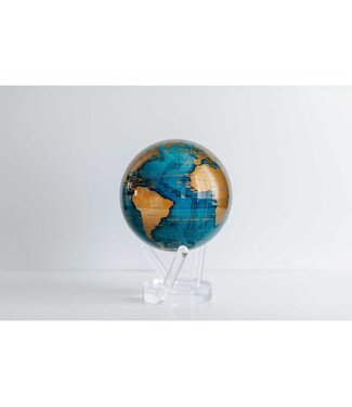 MOVA INTERNATIONAL 6" Gold Terrestrial & Dark Blue Ocean Globe w/ Base