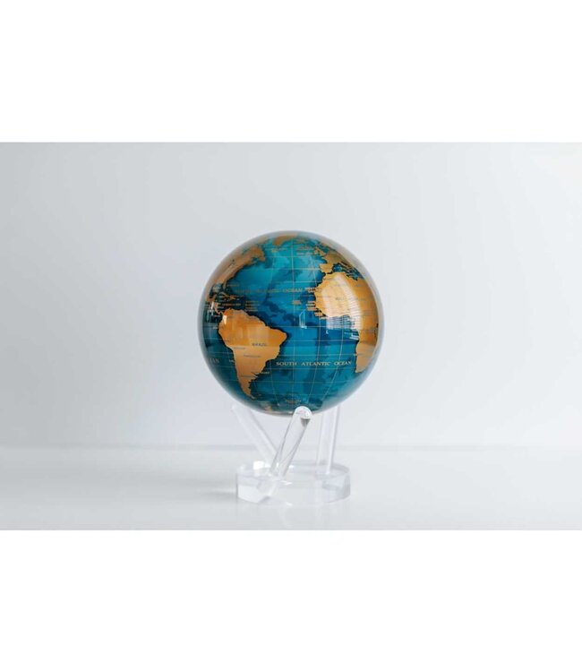 MOVA INTERNATIONAL 6" Gold Terrestrial & Dark Blue Ocean Globe w/ Base