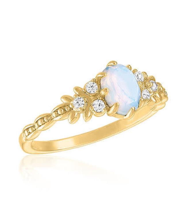 Elegant White Opal Gold Layers Ring