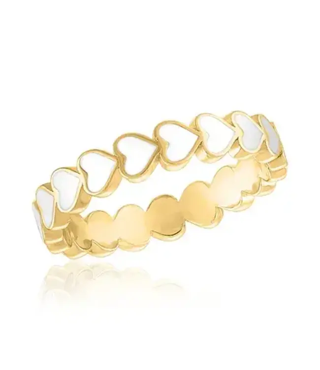 White Heart Infinity Gold Layers Ring