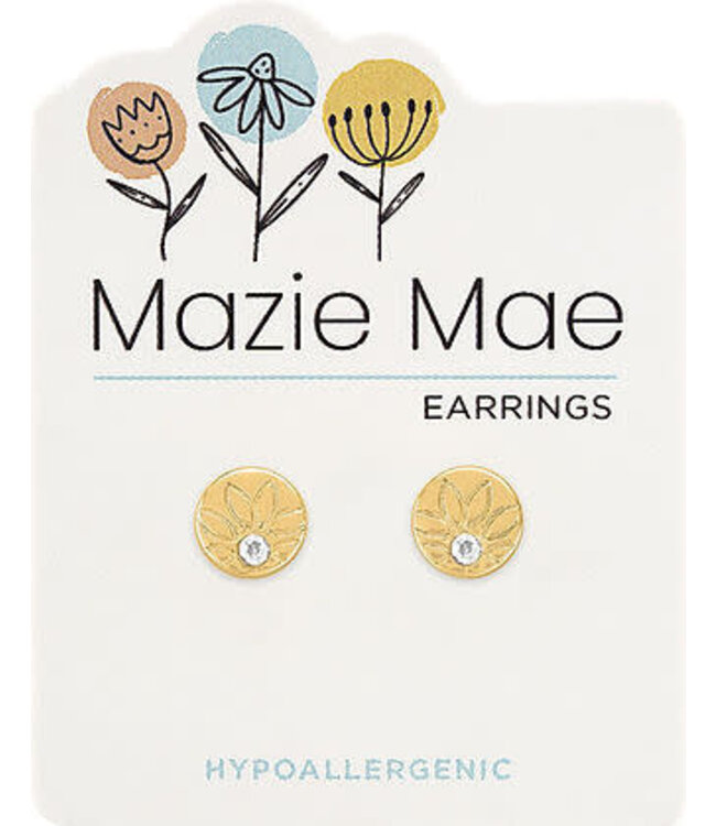 Gold Outlined Sunflower Stud Mazie Mae Earring