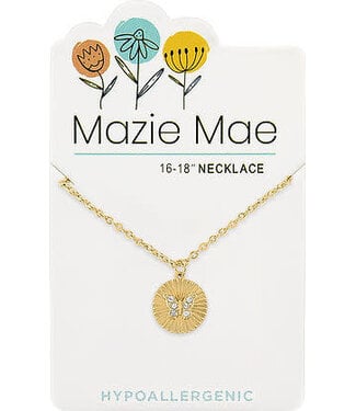 Gold Butterfly Disc Mazie Mae Necklace