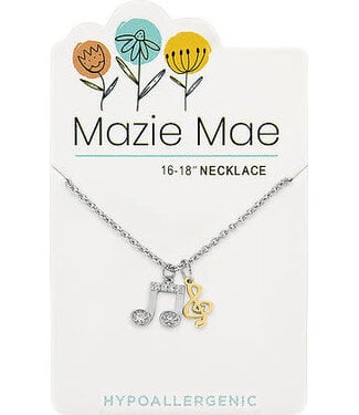 Silver Two-Toned Music Note Mazie Mae Necklace