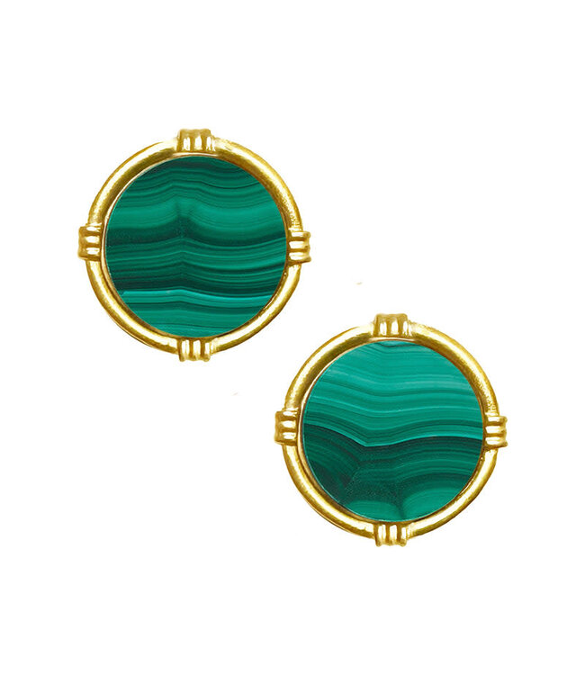 SUSAN SHAW Handcast Gold Round Post Earring
