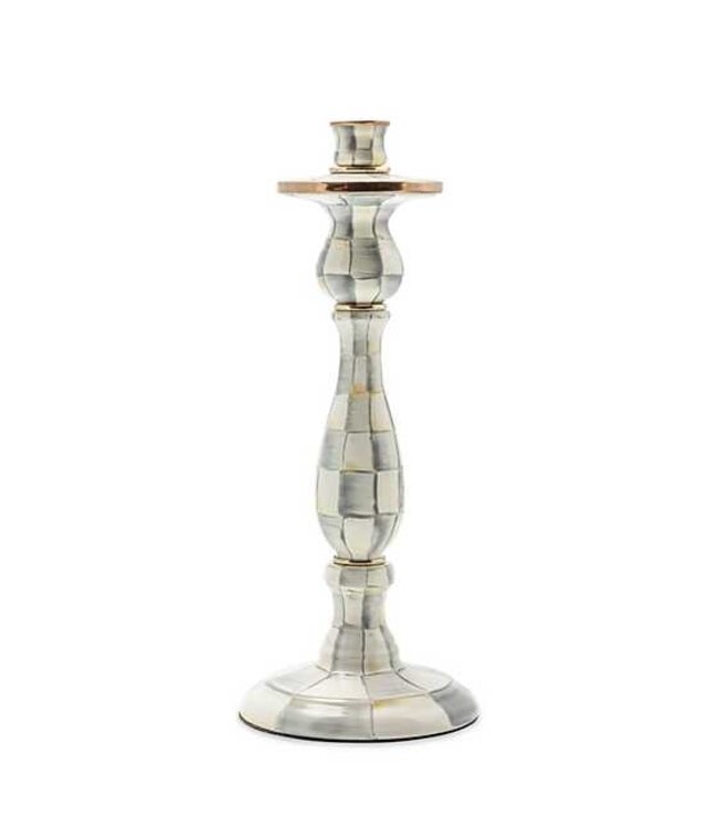 MACKENZIE CHILDS Sterling Check Enamel Candlestick