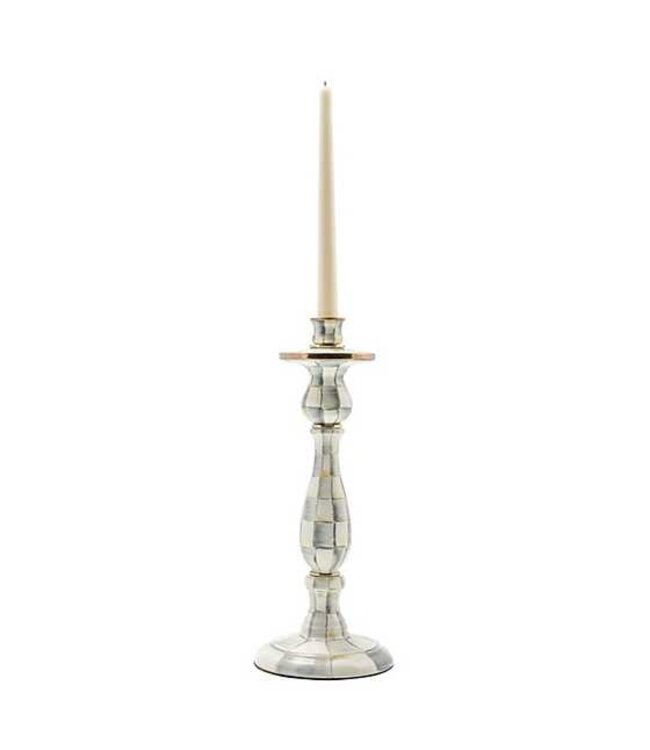 MACKENZIE CHILDS Sterling Check Enamel Candlestick