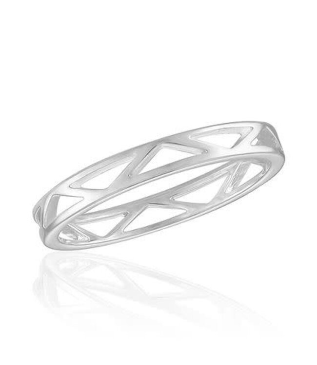 Cut-out Geometric Band Stack Ring