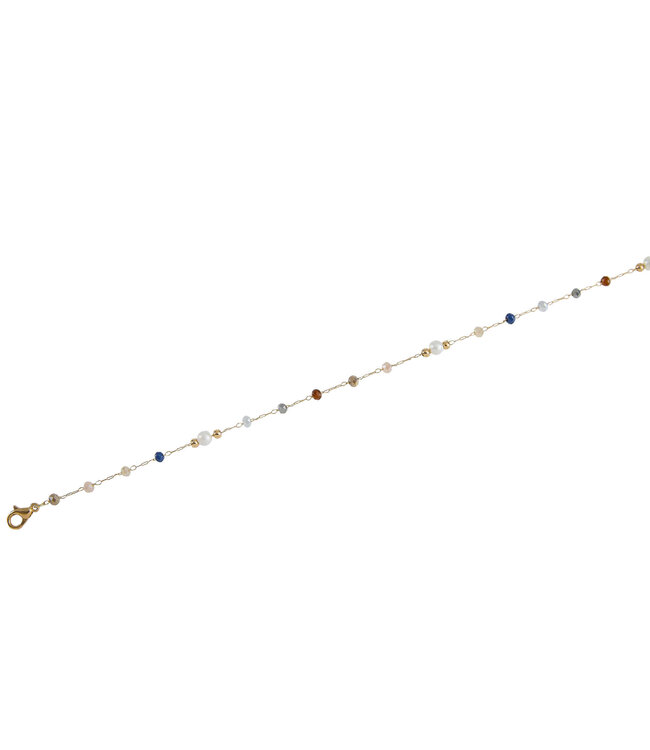 15" Glass Crystal  Pearl Station Necklace