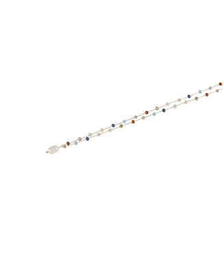 15" Glass Crystal with Pearl Necklace With Extender Chain