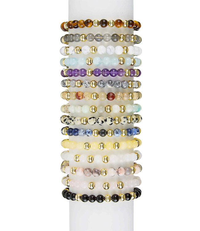 6MM Gold Ball H20 Resistant With Semi Precious Stone