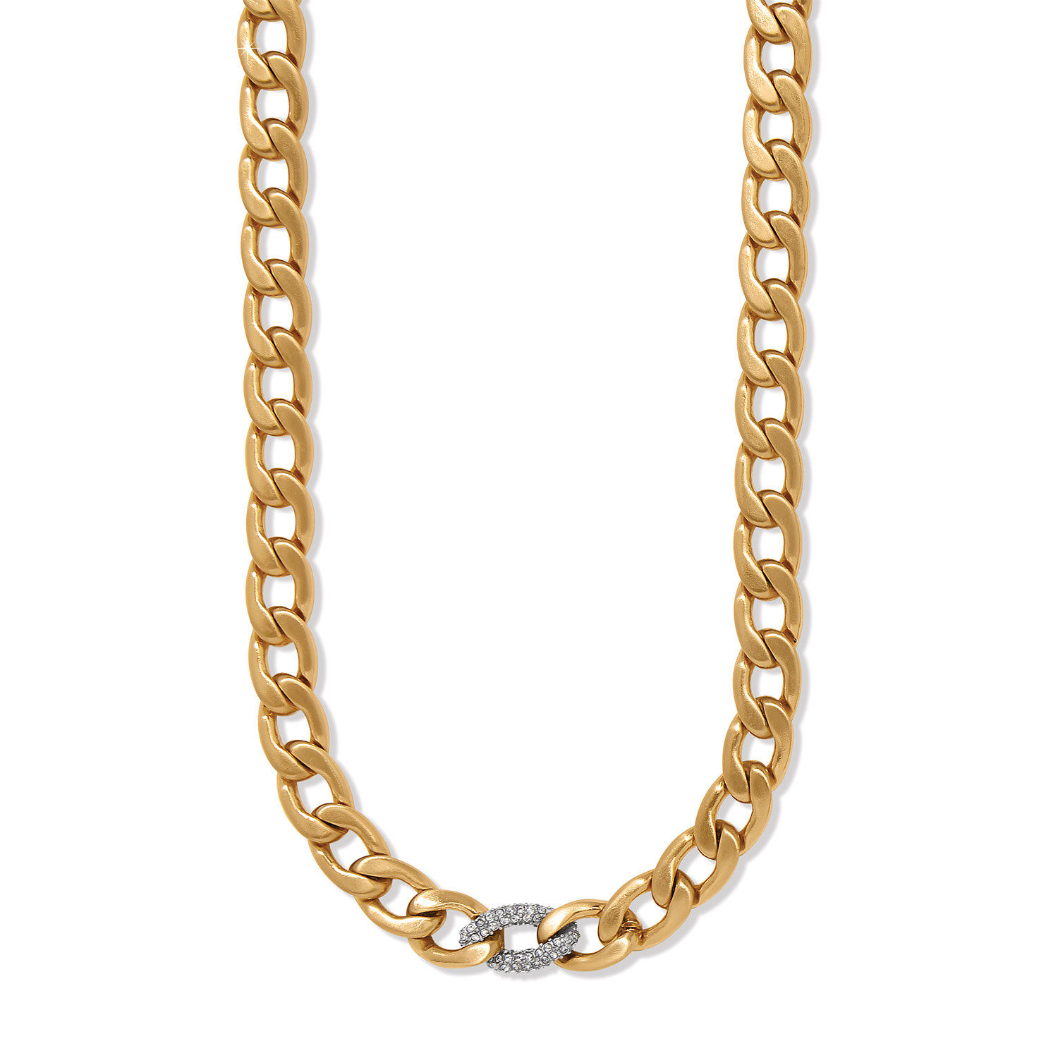 BRIGHTON Cleo Pave Link Necklace Gold Amber Marie and Company
