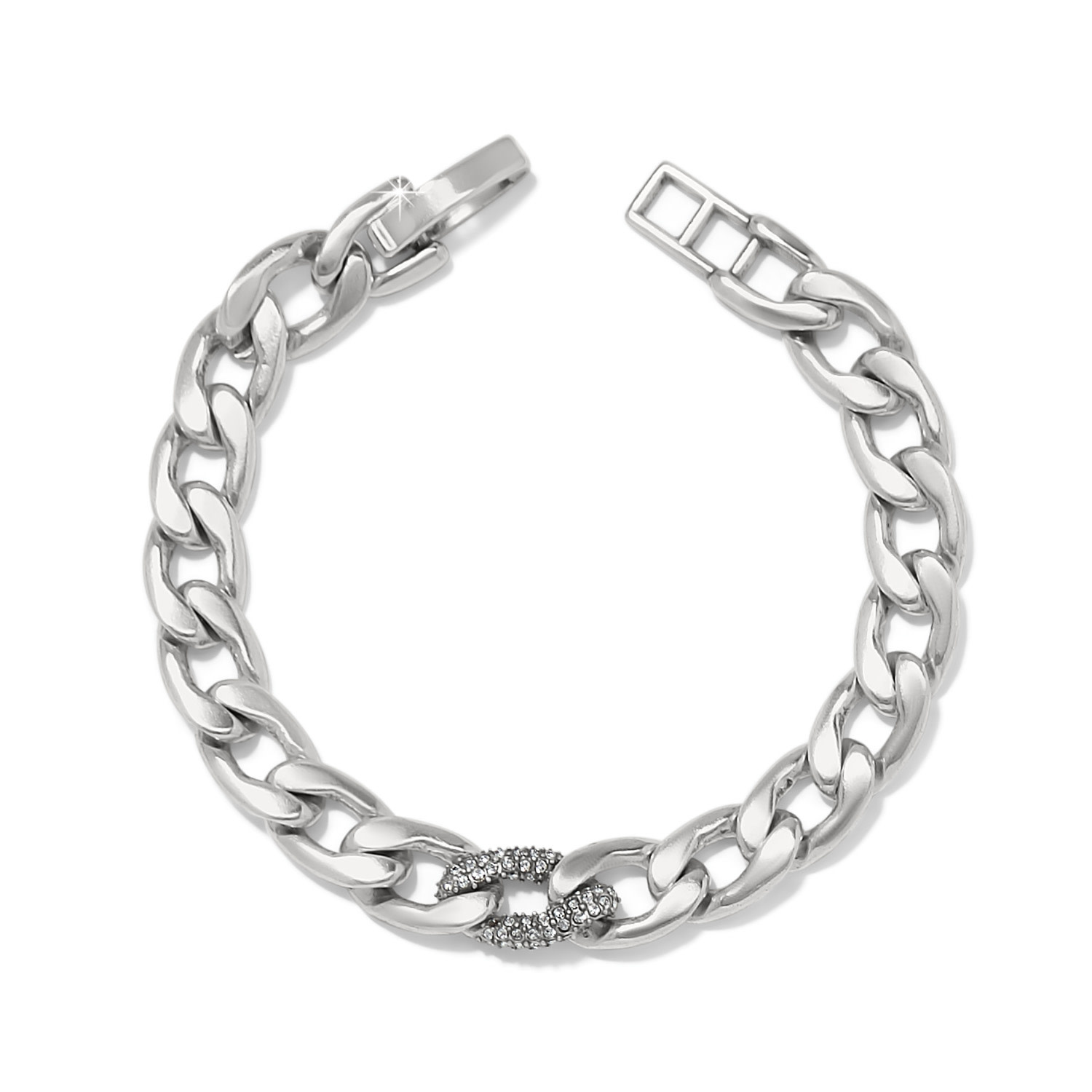 BRIGHTON Cleo Pave Link Silver Bracelet Amber Marie and Company