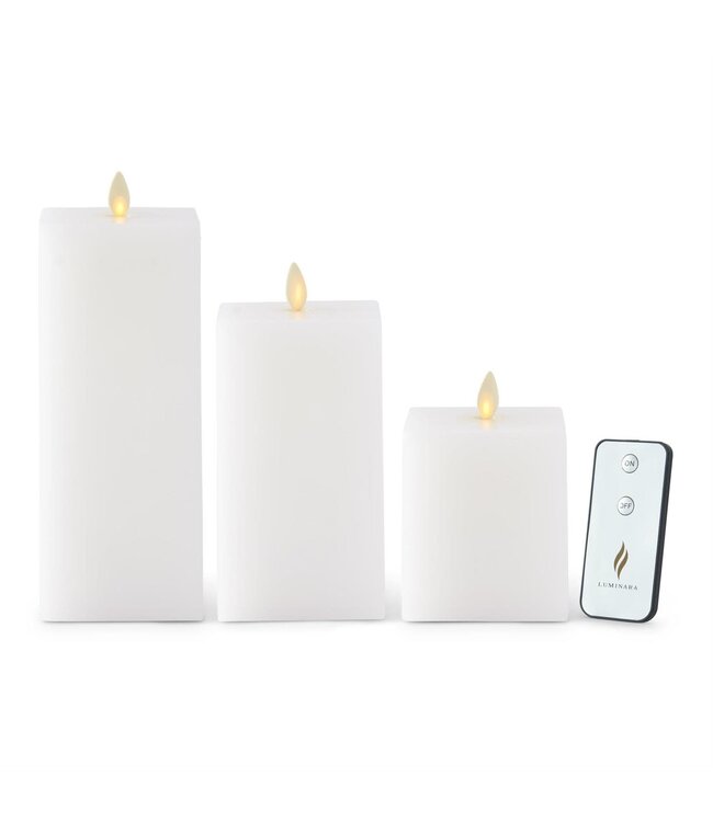 White Wax Luminara Small Indoor Square Candles