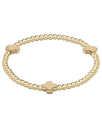 ENEWTON Egirl Signature Cross Gold Pattern 3MM Bead Bracelet - Gold