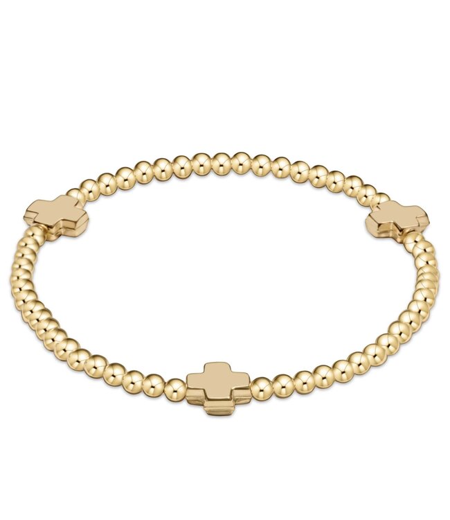 ENEWTON Egirl Signature Cross Gold Pattern 3MM Bead Bracelet - Gold