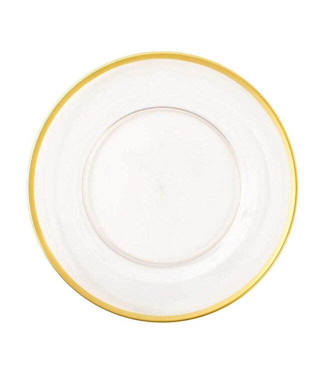 Acrylic Plate Charger in Clear with Gold Rim