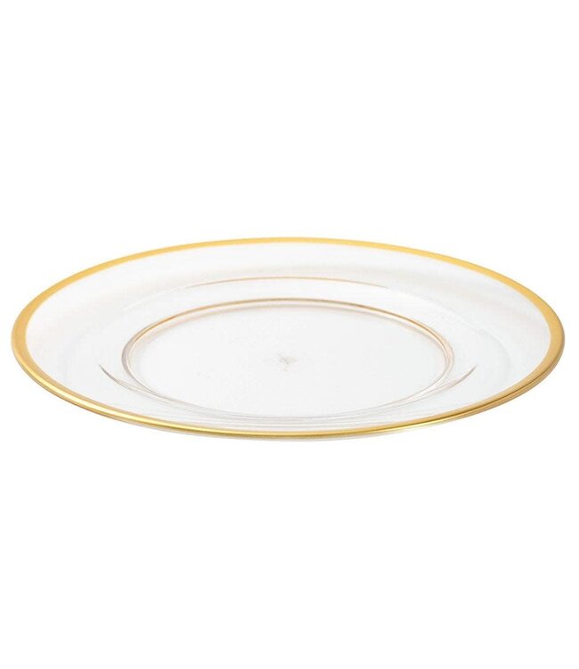 Acrylic Plate Charger in Clear with Gold Rim