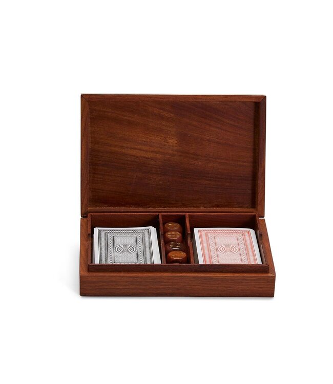 The Turf Club Cards and Dice Set in Hand-Crafted Wooden Box