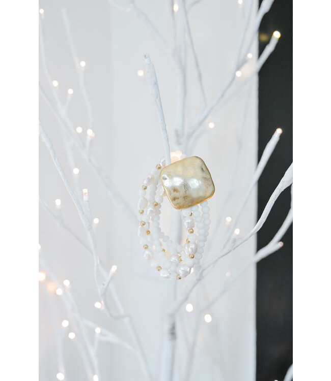 Stretch 4 Strand Beads W/Gold Plate Bracelets