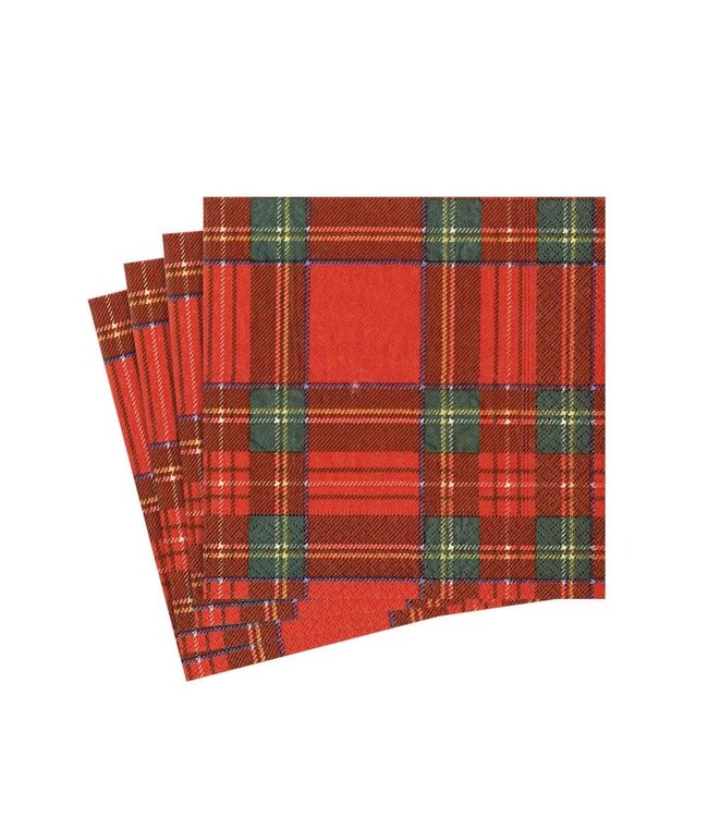 Royal Plaid Paper Cocktail Napkins