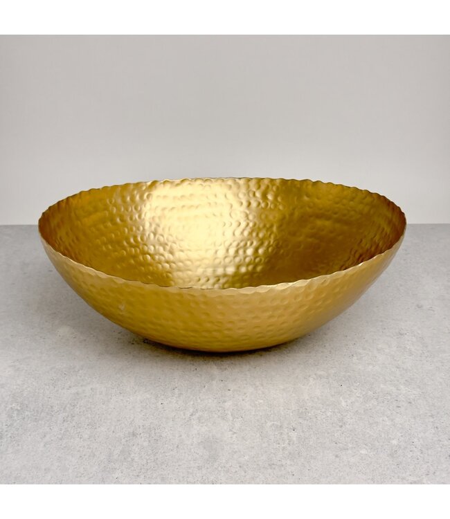 Gold Aluminum Hammered Oval Torn Edge Bowl