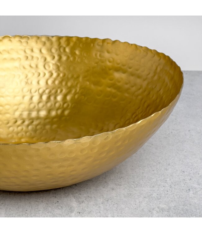 Gold Aluminum Hammered Oval Torn Edge Bowl