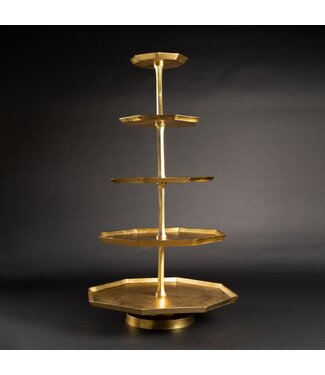 Textured Gold Aluminum 5-Tier Octagon Stand