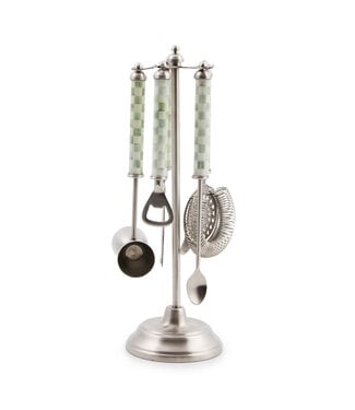MACKENZIE CHILDS Sterling Check 3260 Bar Tool Set