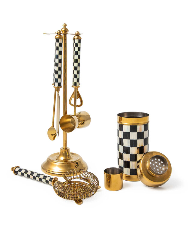 MACKENZIE CHILDS Courtly Check 3260 Gold Edition Bar Set of 2
