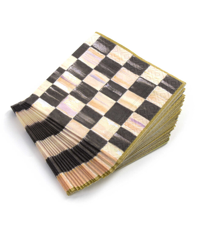 MACKENZIE CHILDS Courtly Check Cocktail Paper Napkins Gold