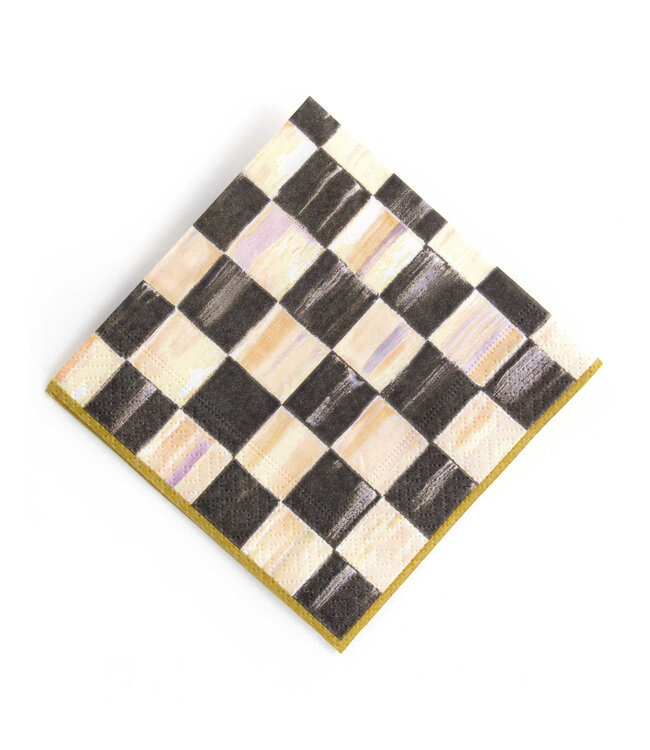 MACKENZIE CHILDS Courtly Check Cocktail Paper Napkins Gold