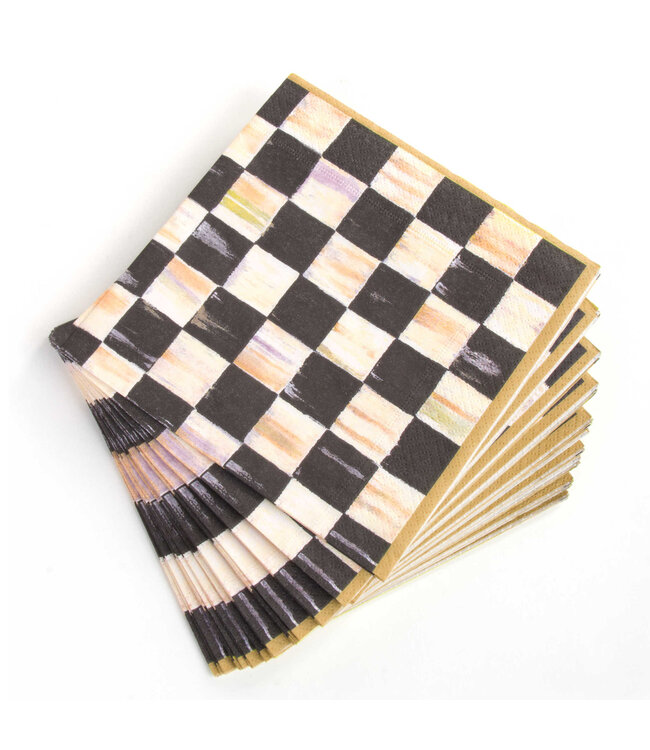 MACKENZIE CHILDS Courtly Check Paper Napkinds - Luncheon - Gold