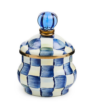 MACKENZIE CHILDS Royal Check Enamel Lidded Sugar Bowl