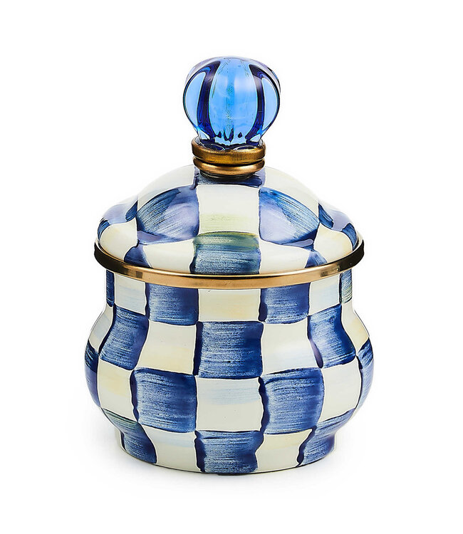 MACKENZIE CHILDS Royal Check Enamel Lidded Sugar Bowl