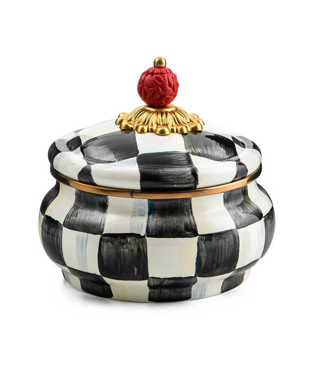 MACKENZIE CHILDS Courtly Check Enamel Squashed Pot
