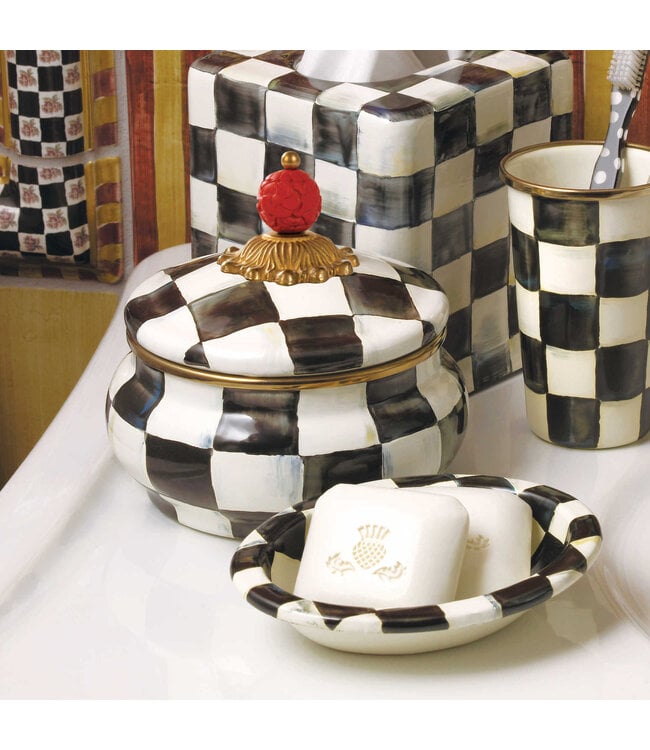 MACKENZIE CHILDS Courtly Check Enamel Squashed Pot