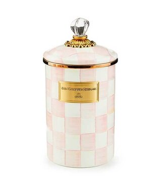 MACKENZIE CHILDS Rosy Check Enamel Canister - Large