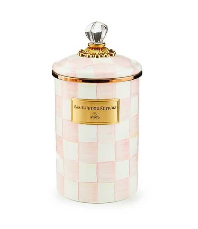 MACKENZIE CHILDS Rosy Check Enamel Canister - Large