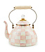 MACKENZIE CHILDS Rosy Check Enamel Tea Kettle - 3 Quart