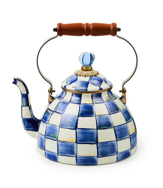 MACKENZIE CHILDS Royal Check Enamel Tea Kettle - 3 Quart