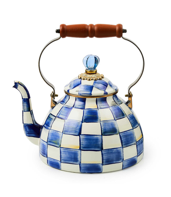 MACKENZIE CHILDS Royal Check Enamel Tea Kettle - 3 Quart