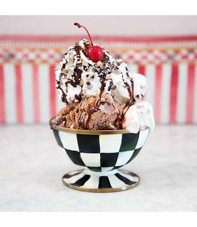 MACKENZIE CHILDS Courtly Check Enamel Ice Cream Dish