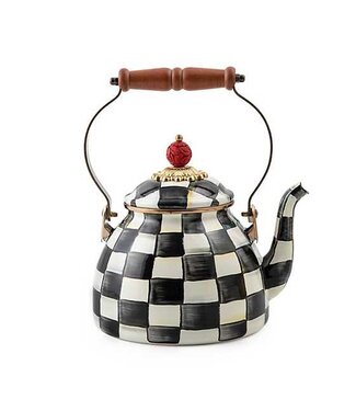 MACKENZIE CHILDS Courtly Check Enamel 2-Quart Tea Kettle