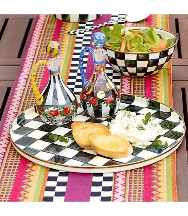 MACKENZIE CHILDS Courtly Check Enamel Round Tray