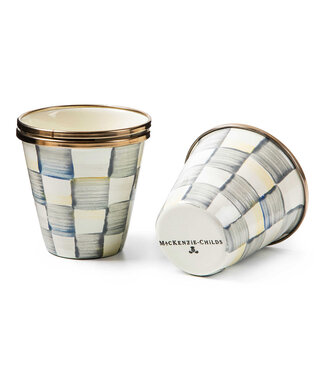MACKENZIE CHILDS Sterling Check Enamel Herb Pot - Sold Individually