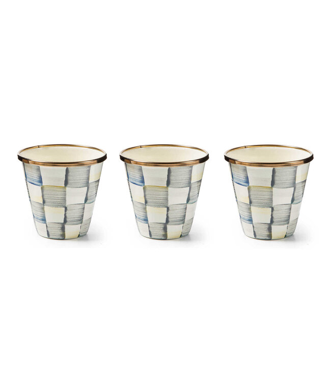 MACKENZIE CHILDS Sterling Check Enamel Herb Pot - Sold Individually