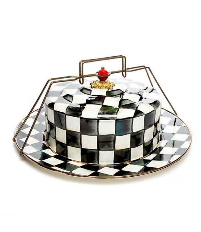 MACKENZIE CHILDS Courtly Check Enamel Cake Carrier