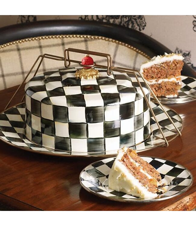 MACKENZIE CHILDS Courtly Check Enamel Cake Carrier